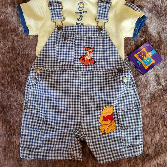 Disney Other - Disney Winnie the Pooh Short Overall and Onsie Set, Size 18 Mo, NWT
